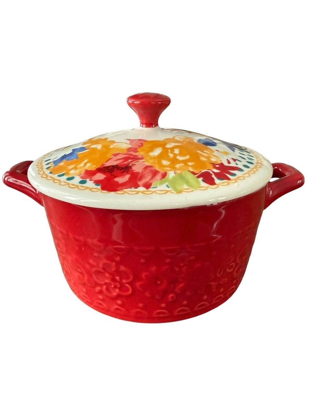 Pioneer Woman Covered Bowl Handles 6 1/4”